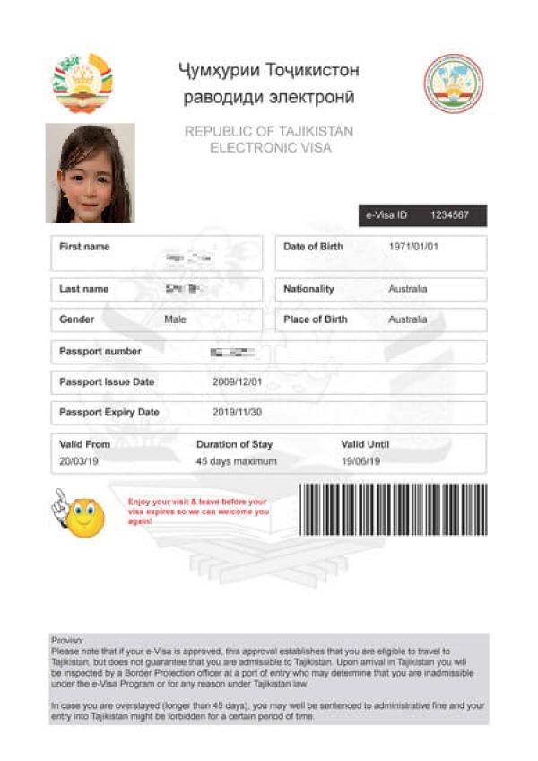 visum till Tadzjikistan